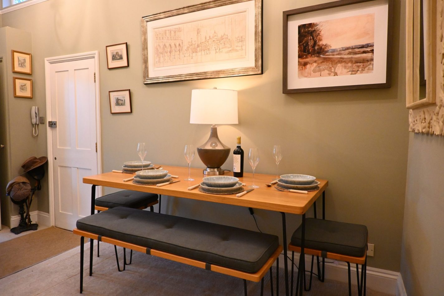 Your large hallway doubles as a bright dining space, with a table for four perfect for relaxed meals, planning your day or gathering together in your central Sandwich apartment, just moments from cafés, pubs and the coast.