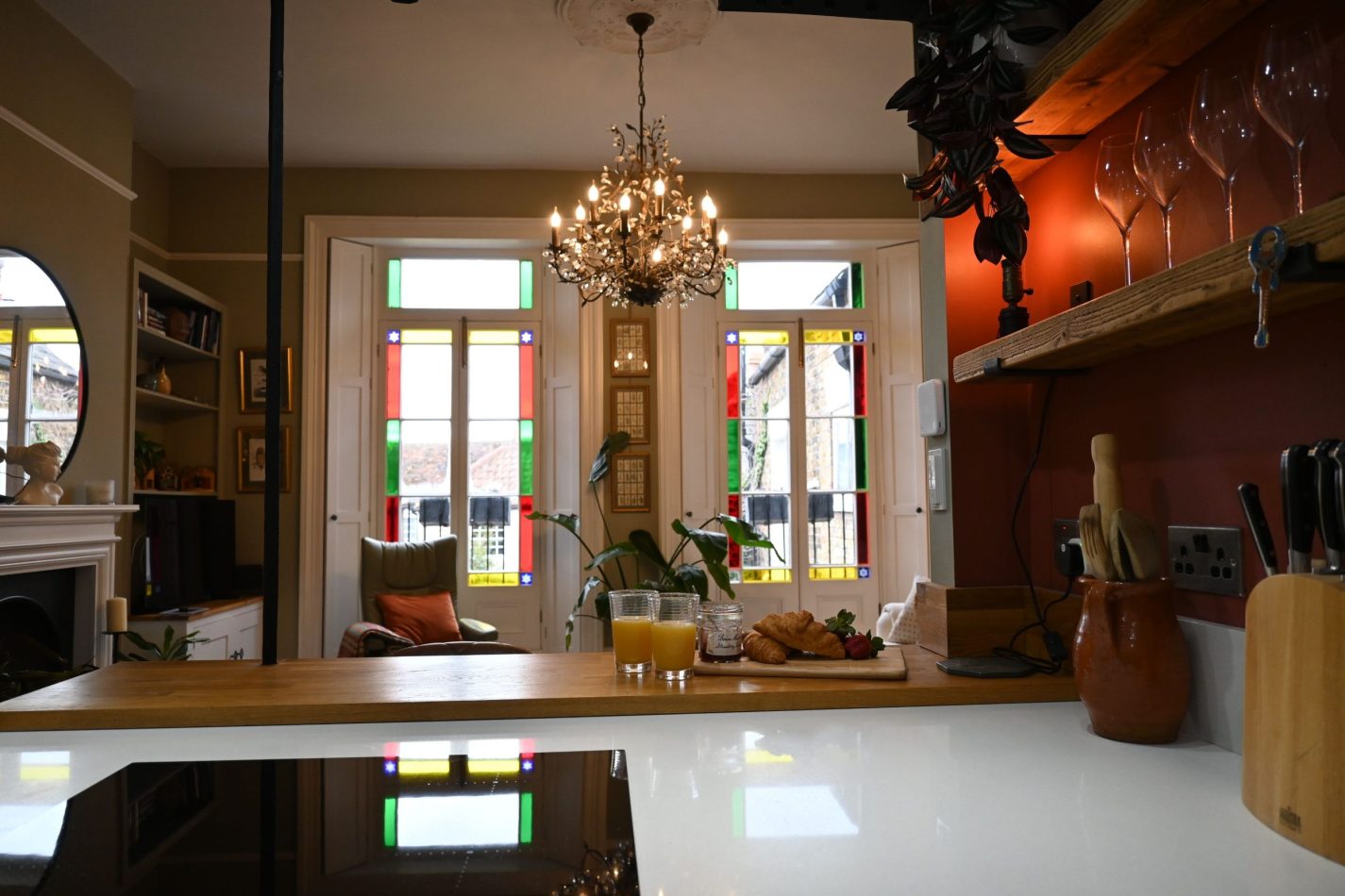 From your breakfast bar, take in the full sweep of your spacious lounge—an airy, open-plan setting that brings together kitchen, dining and relaxation in your stylish central Sandwich apartment.