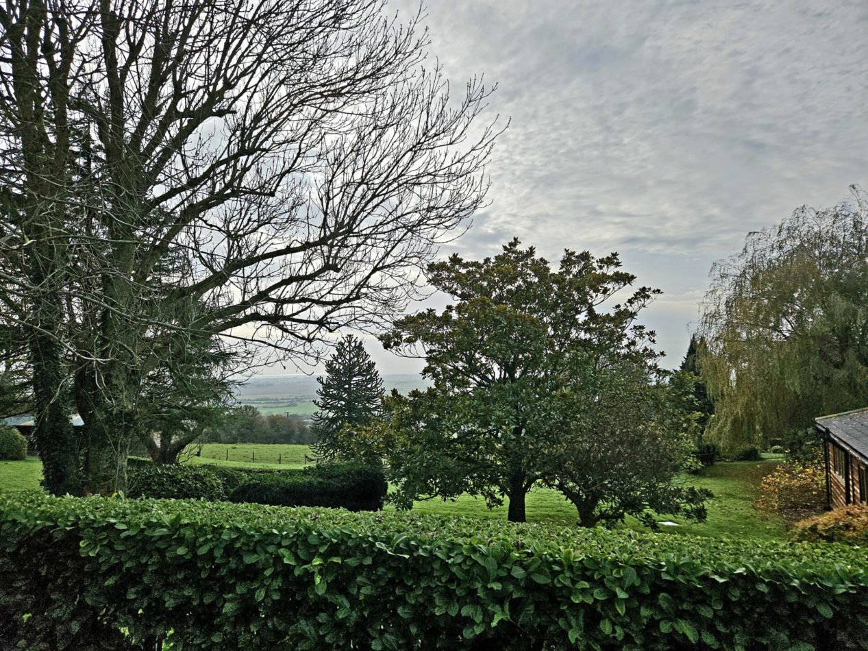 Look beyond the garden hedges to a landscape of mature trees, rolling green fields and far-reaching countryside that changes beautifully with the seasons.