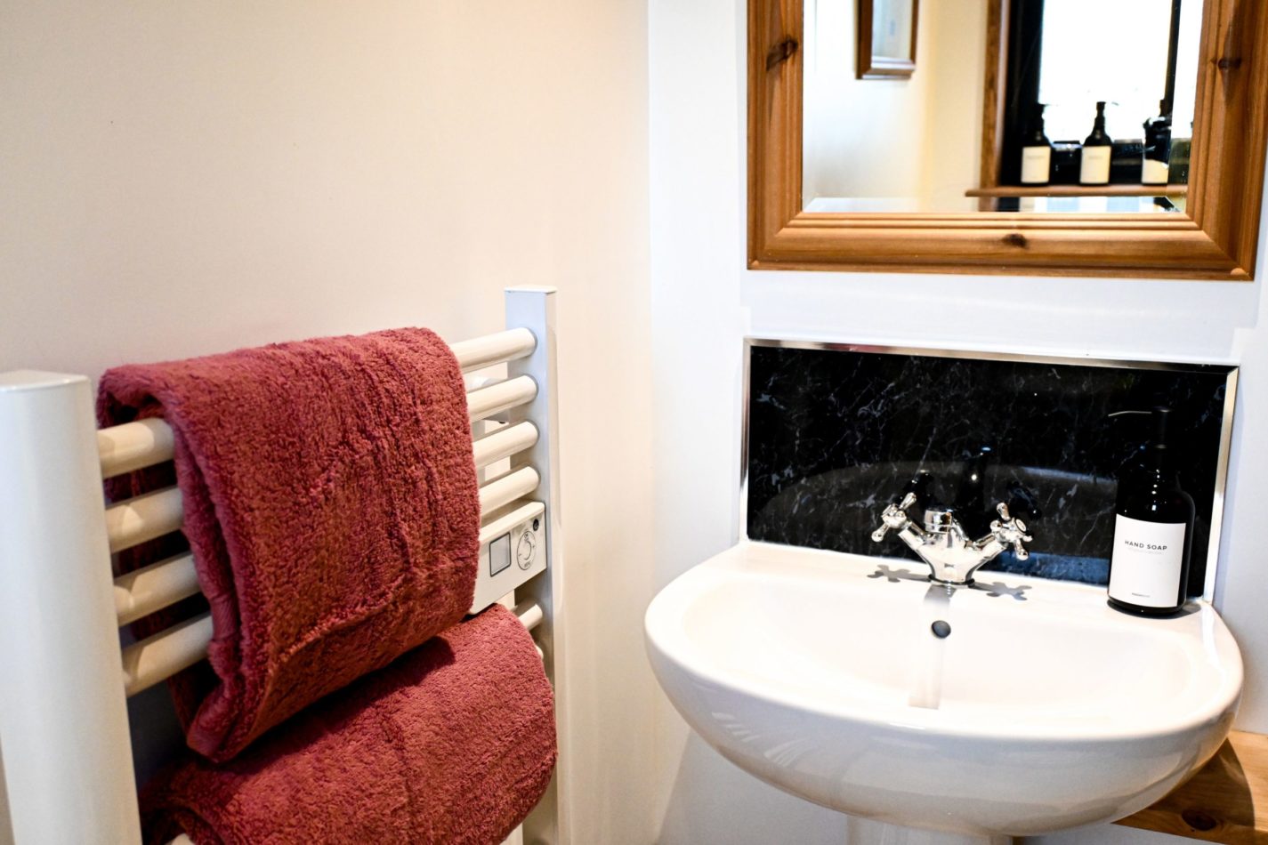 The bright shower room provides everything you need to freshen up, with a heated towel rail ready for warm, fluffy towels.