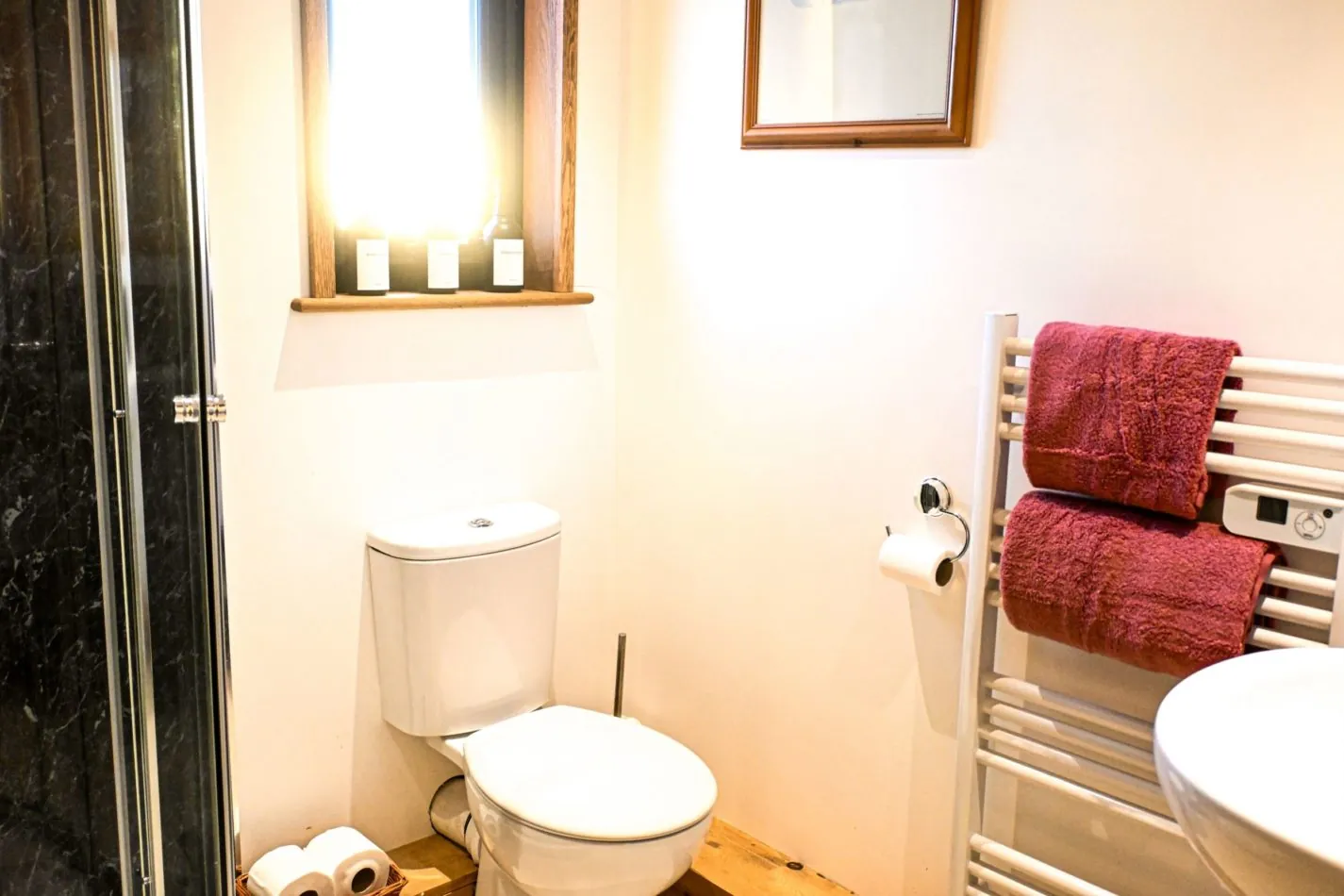 The bright, modern shower room has everything you need to refresh before heading out or unwind after a day exploring Kent.