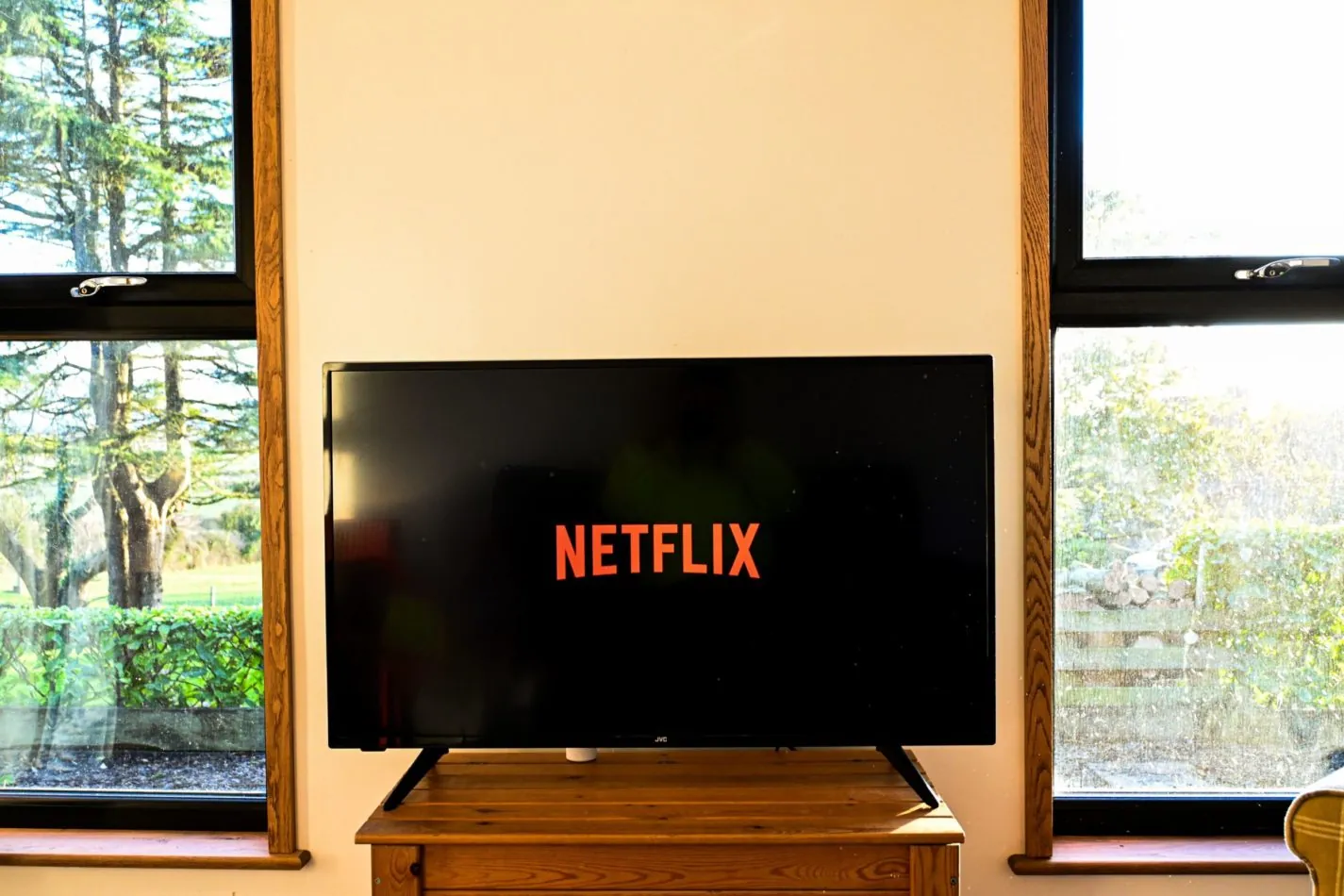 Settle in for a cosy night with Netflix on the Smart TV, framed by windows looking out across the peaceful countryside.