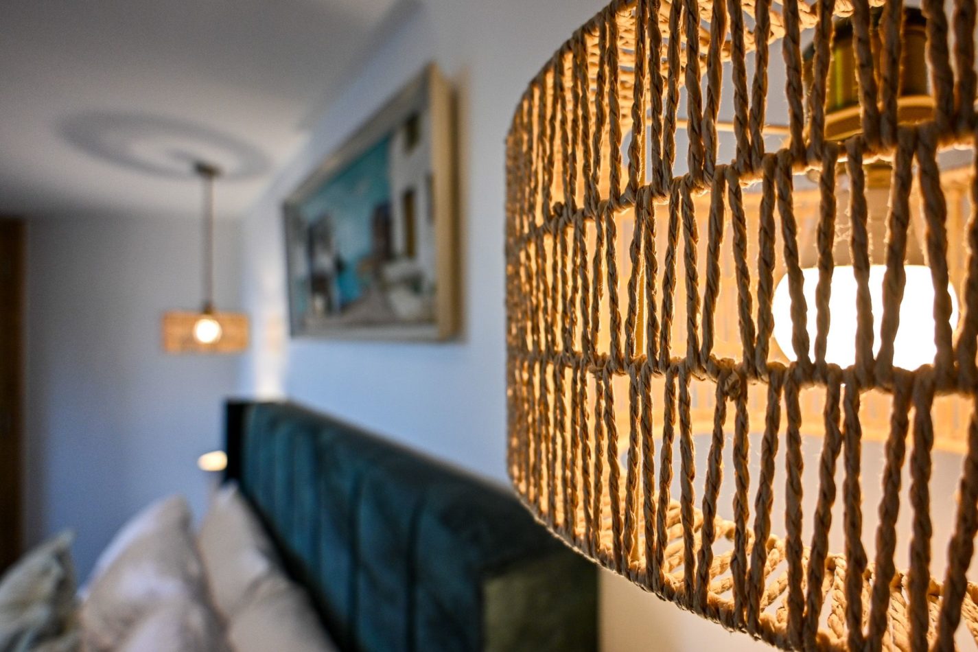 The details matter. Warm, textured lighting and rich fabrics soften the tower’s rugged brickwork, creating bedrooms that feel luxurious and inviting without losing an ounce of their historic character.