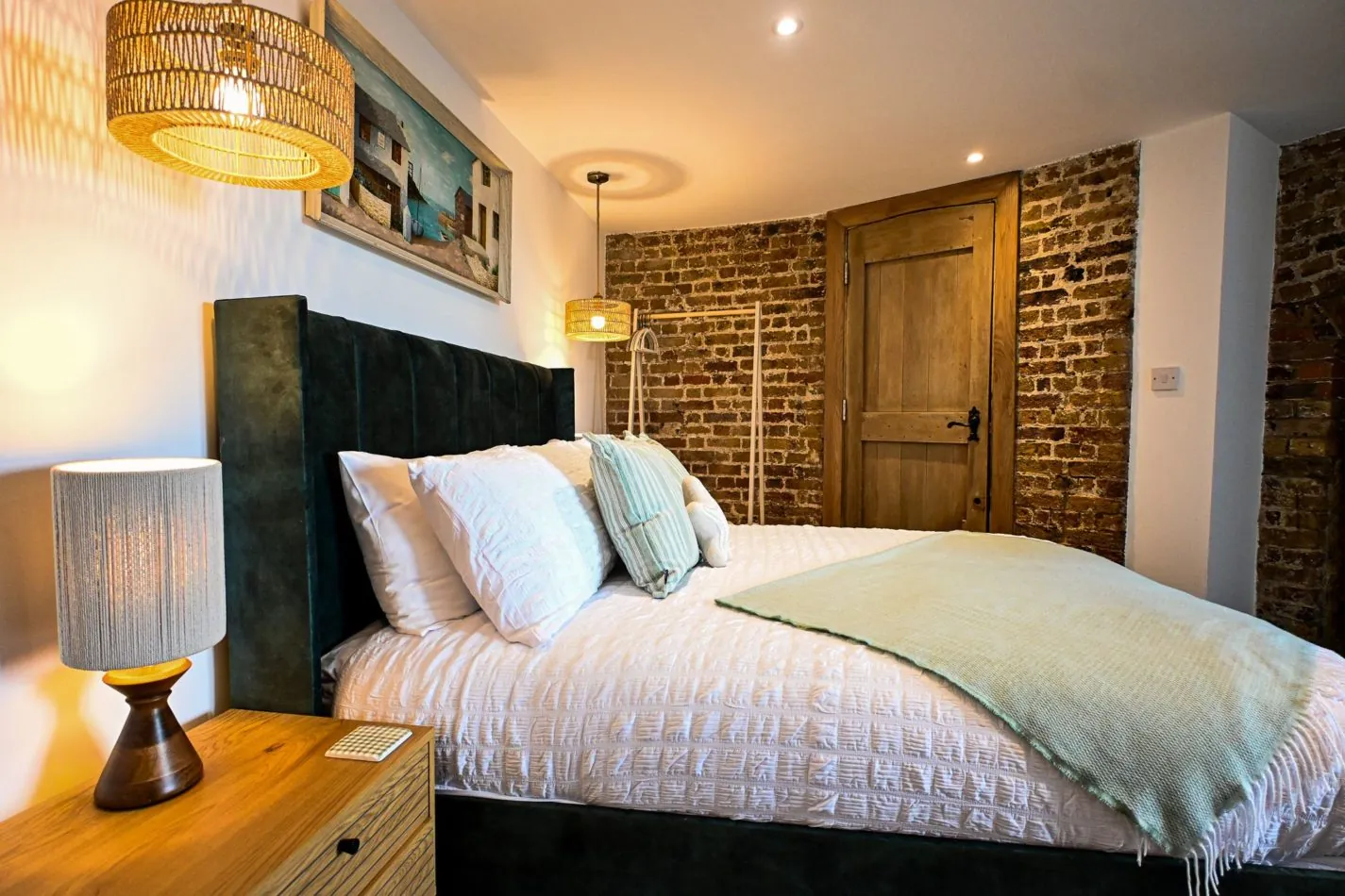 After salty-air walks and long beach days, retreat to one of four beautiful king bedrooms. Original exposed brick, soft lighting and luxurious touches make bedtime every bit as special as the days here.