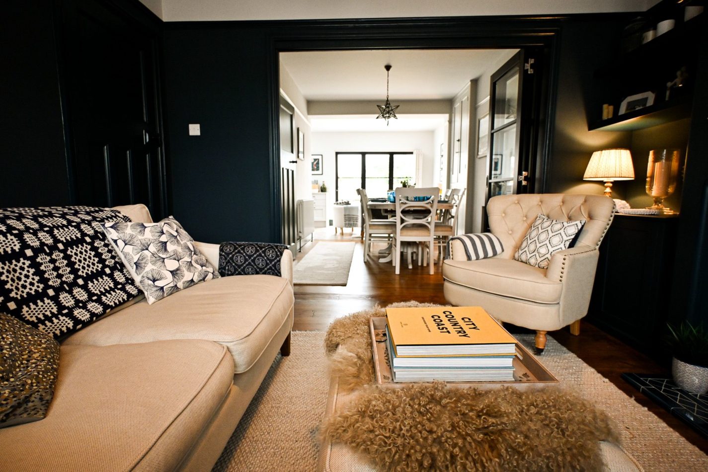 After a day exploring the coastline, return to this beautifully styled lounge, where comfortable seating and the cosy log burner invite you to put your feet up.