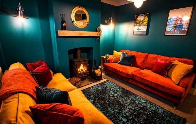 Your cosy seaside escape starts here. Sink into the burnt orange sofas, admire the rich teal walls and light the wood burner after a refreshing day exploring Hythe beach and the beautiful Kent coast.